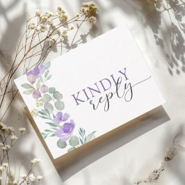 Rustic Purple Floral Watercolor Wedding RSVP