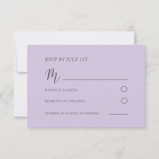 Rustic Purple Floral Watercolor Wedding RSVP (Rückseite)