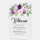 Rustic Purple Floral Wedding Welcome Acrylschild (Winkel)