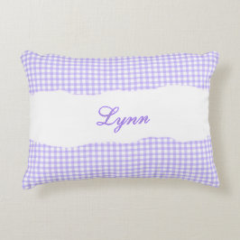 Rustic Purple Gingham Personalized Name Dekokissen