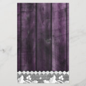 Rustic purple wood &lace- Program Paper Sheet (Rückseite)