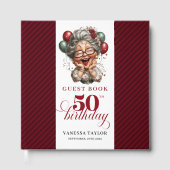 Rustic Quirky Woman 50th Birthday Whimsical Book Gästebuch (Vorderseite)