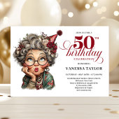 Rustic Quirky Woman 50th Birthday Whimsical Humor  Einladung