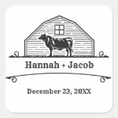 Rustic Ranch Western Country Cowboy Wedding Quadratischer Aufkleber (Vorderseite)