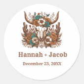 Rustic Ranch Western Country Cowboy Wedding Runder Aufkleber (Vorderseite)