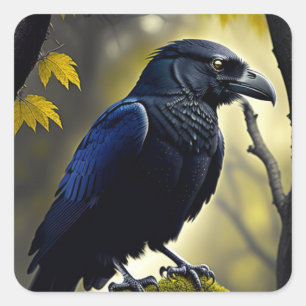 Rustic Raven - Natures Guardian Quadratischer Aufkleber