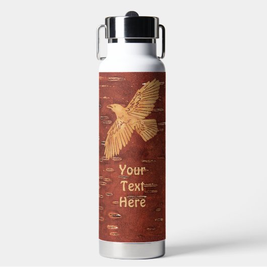 Rustic Raven On Inner Birch Bark Trinkflasche (Vorderseite)