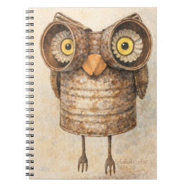Rustic Recycled Owl Watercolor Art Notizblock