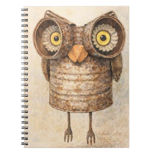 Rustic Recycled Owl Watercolor Art Notizblock (Vorderseite)
