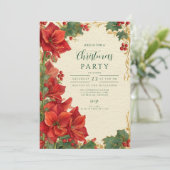 Rustic Red Amaryllis Christmas Einladung (Stehend Vorderseite)
