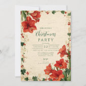 Rustic Red Amaryllis Christmas Einladung (Vorderseite)
