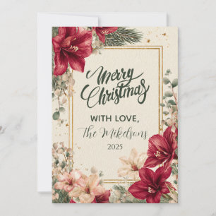 Rustic Red Amaryllis Christmas Feiertagskarte