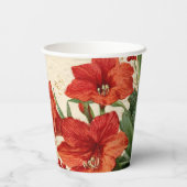 Rustic Red Amaryllis Christmas Pappbecher (Rückseite)