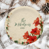 Rustic Red Amaryllis Christmas Pappteller