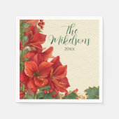 Rustic Red Amaryllis Christmas Serviette (Vorderseite)