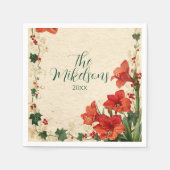 Rustic Red Amaryllis Christmas Serviette (Vorderseite)