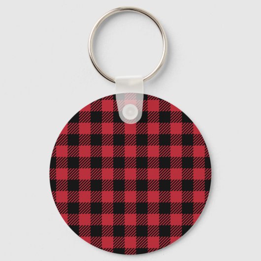 Rustic Red and Black Buffalo Plaid Flannel Schlüsselanhänger (Vorderseite)