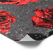 Rustic Red and Black Stem Rose Pattern Poster (Ecke)