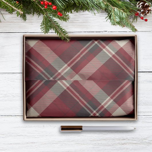 Rustic Red and Green Tartan Plaid Christmas Seidenpapier