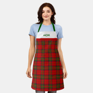 Rustic Red and Green Tartan Plaid With Name Schürze