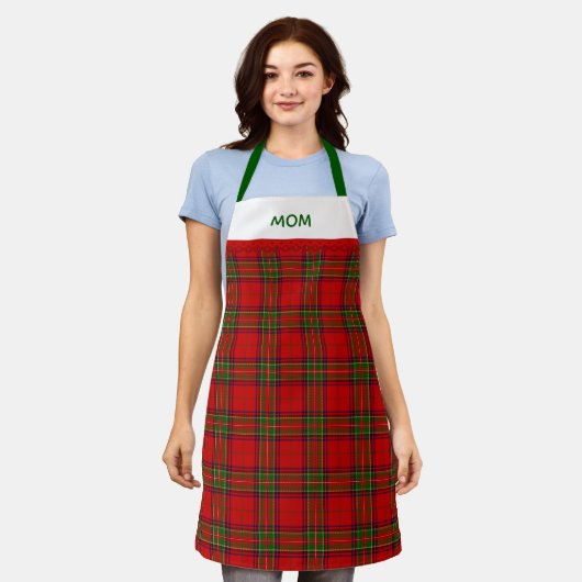 Rustic Red and Green Tartan Plaid With Name Schürze (Getragen)