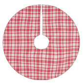 Rustic Red and White Gingham Plaid Polyester Weihnachtsbaumdecke (Vorderseite)
