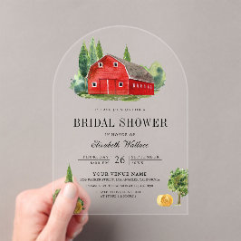 Rustic Red Barn Rural Farm Bridal Shower Acryleinladungen