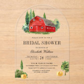 Rustic Red Barn Rural Farm Bridal Shower Acryleinladungen (Vorderseite)