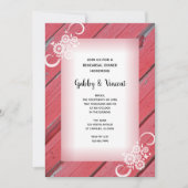 Rustic Red Barn Wood White Blume Probe Dinner Einladung (Vorderseite)