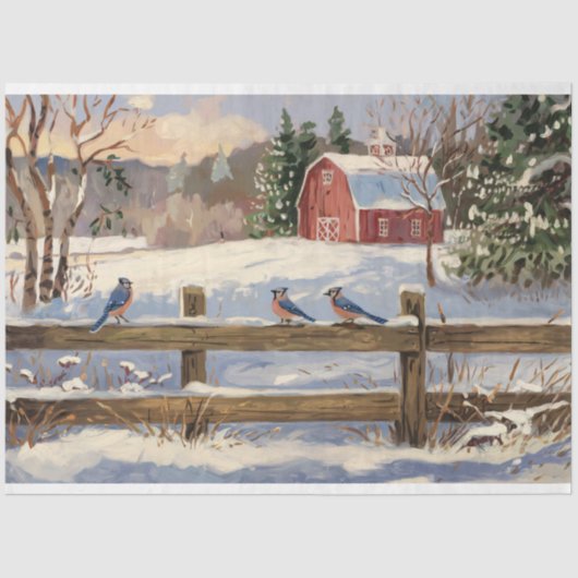 Rustic Red Barry Blue Jay Farmhouse Decoupage Seidenpapier (Vorderseite)