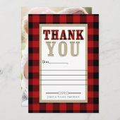 Rustic Red Black Buffalo Kariertes Foto Vielen Dan Dankeskarte (Vorne/Hinten)