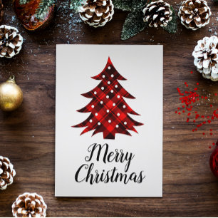 Rustic Red Black Pläd Blank Merry Christmas Tree Feiertagskarte