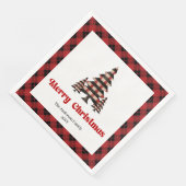 Rustic Red Black Plaid Christmas Napkin Custom Serviette (Ecke)