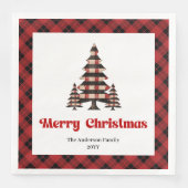 Rustic Red Black Plaid Christmas Napkin Custom Serviette (Vorderseite)