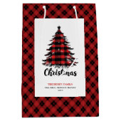Rustic red black tartan Christmas gift bag custom Mittlere Geschenktüte (Vorderseite)