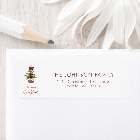 rustic red bow christmas tree return address (Insitu)