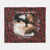 Rustic Red Buffalo Karo First Christmas Married  Fleecedecke (Vorderseite (Horizontal))