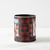 Rustic Red Buffalo Plaid Customizable Family Photo Tasse (Zentrum)