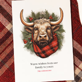 Rustic Red Buffalo Plaid Farmhouse Feiertagspostkarte