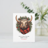 Rustic Red Buffalo Plaid Farmhouse Feiertagspostkarte (Stehend Vorderseite)