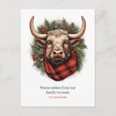 Rustic Red Buffalo Plaid Farmhouse Feiertagspostkarte (Vorderseite)