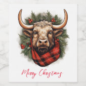 Rustic Red Buffalo Plaid Farmhouse Weinetikett (Einzelnes Label)