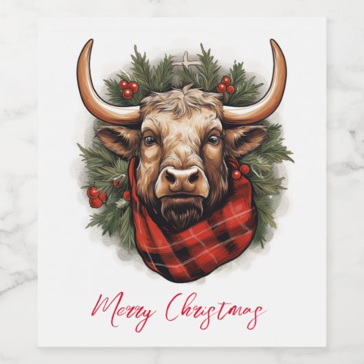 Rustic Red Buffalo Plaid Farmhouse Weinetikett (Einzelnes Label)