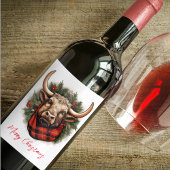 Rustic Red Buffalo Plaid Farmhouse Weinetikett