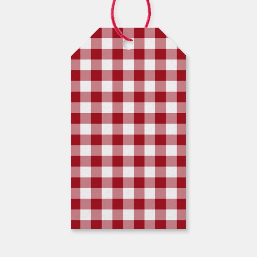Rustic Red Checkered Script Frohe Weihnachten Geschenkanhänger (Rückseite)