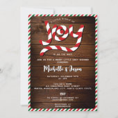 Rustic Red Christmas Candy Cane Joy Baby Showroom Einladung (Vorderseite)