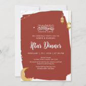 Rustic Red Crescent Mond Ramadan Iftar Einladung (Vorderseite)