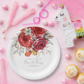 Rustic Red Fall Florals Glückwunsch Mrs. Wedding Pappteller (Party)