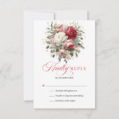 Rustic red floral wedding RSVP enclosure card Karte (Vorderseite)
