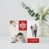 Rustic Red Frohe Weihnachten 3 Foto Collage (Stehend Vorderseite)